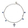 Uomo Agios Braccialibracciali Da Uomo | Bracciale Con Croce In Zirconi Blu Agios