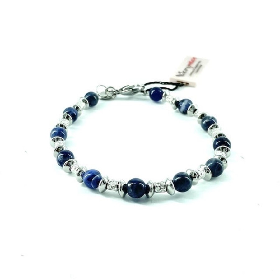 Uomo Acquaviva Gioielli Braccialibracciali Da Uomo | Bracciale In Argento, Acciaio E Sodalite Verynice V64