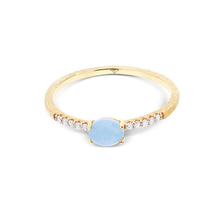 Donna Nanis Anellianelli Da Donna | Anello In Oro Con Diamanti E Acquamarina Milk Dancing Azure As11-597 Nanis