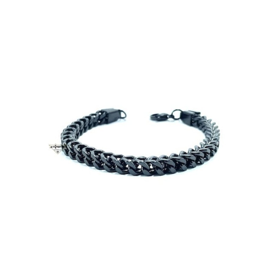 Uomo Acquaviva Gioielli Braccialibracciali Da Uomo | Bracciale A Maglia Nero