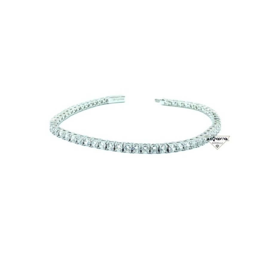 Uomo VeryNice Braccialibracciali Da Uomo | Bracciale Tennis, In Argento E Zirconi Verynice Bianco