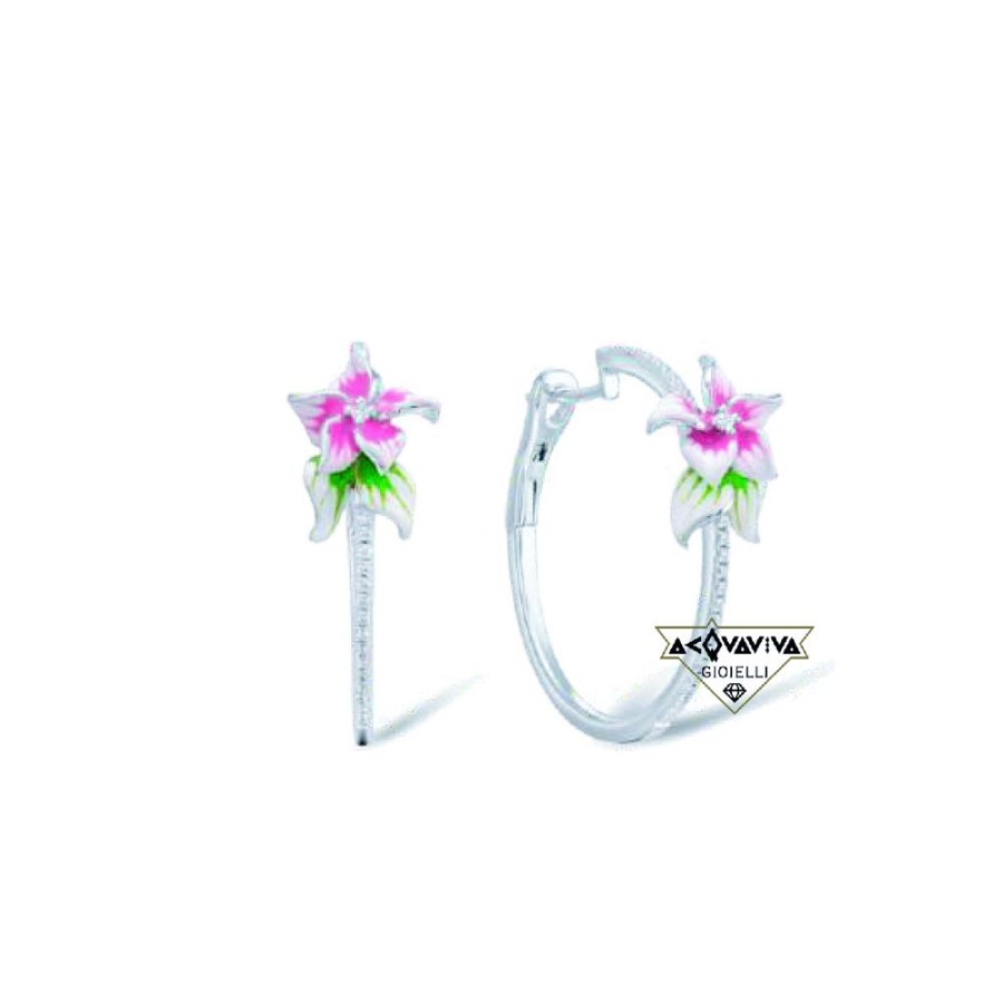 Donna VeryNice Orecchiniorecchini Da Donna | Orecchini Cerchietto Con Fiori Smaltati Verynice J56