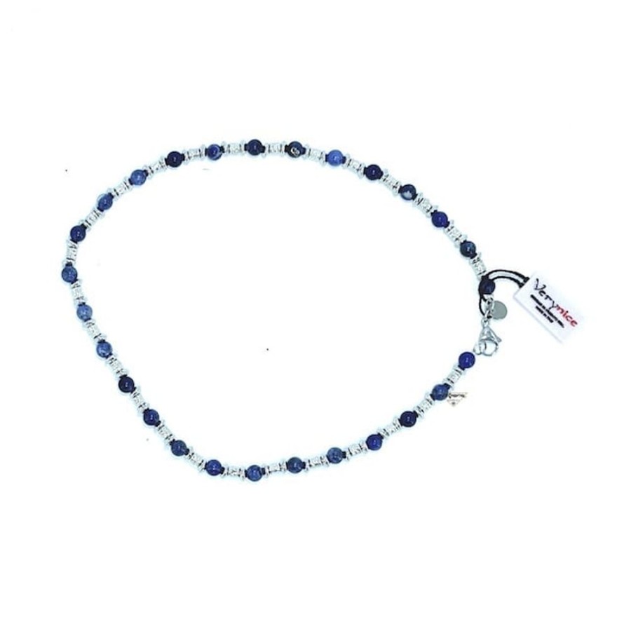 Uomo VeryNice Collanecollane Da Uomo | Collana In Argento, Acciaio E Sodalite Verynice Cv64