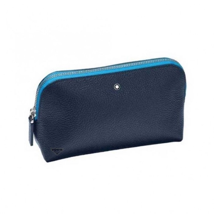 Uomo Acquaviva Gioielli Beautybeauty Uomo | Custodia Trousse Soft Grain Blu Montblanc 124121