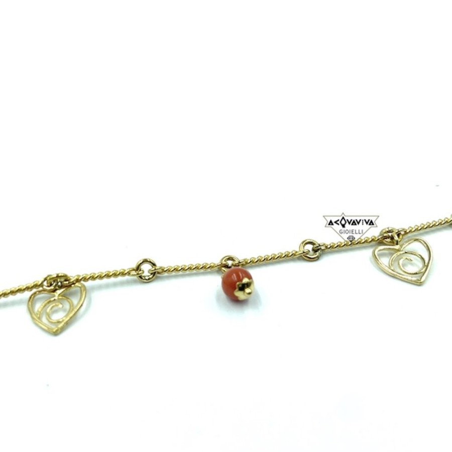 Donna Acquaviva Gioielli Braccialibracciali Da Donna | Bracciale In Oro Con Cuori E Coralli