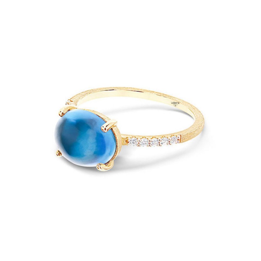 Donna Nanis Anellianelli Da Donna | Anello In Oro Con Diamanti E Topazio London Blu Dancing Azure As34-597 Nanis