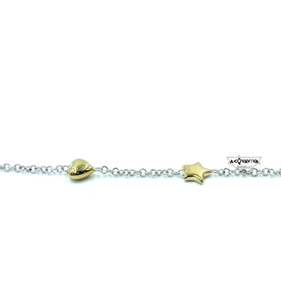 Donna Acquaviva Gioielli Braccialibracciali Da Donna | Bracciale In Oro Con Cuori E Stelle