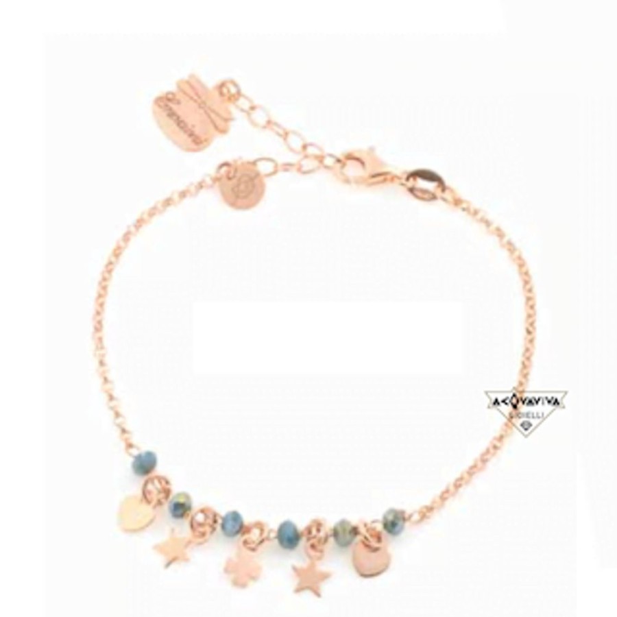 Donna Pitimalì Braccialibracciali Da Donna | Bracciale In Argento Con Cristalli Color Acquamarina Emozioni Piti Mali 291/B-Em-Bl