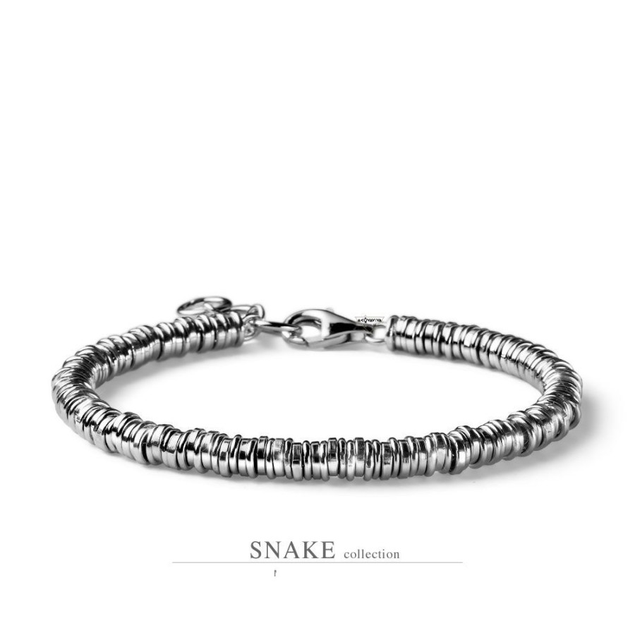 Uomo Acquaviva Gioielli Braccialibracciali Da Uomo | Bracciale Snake Mariacristina Sterling G3594