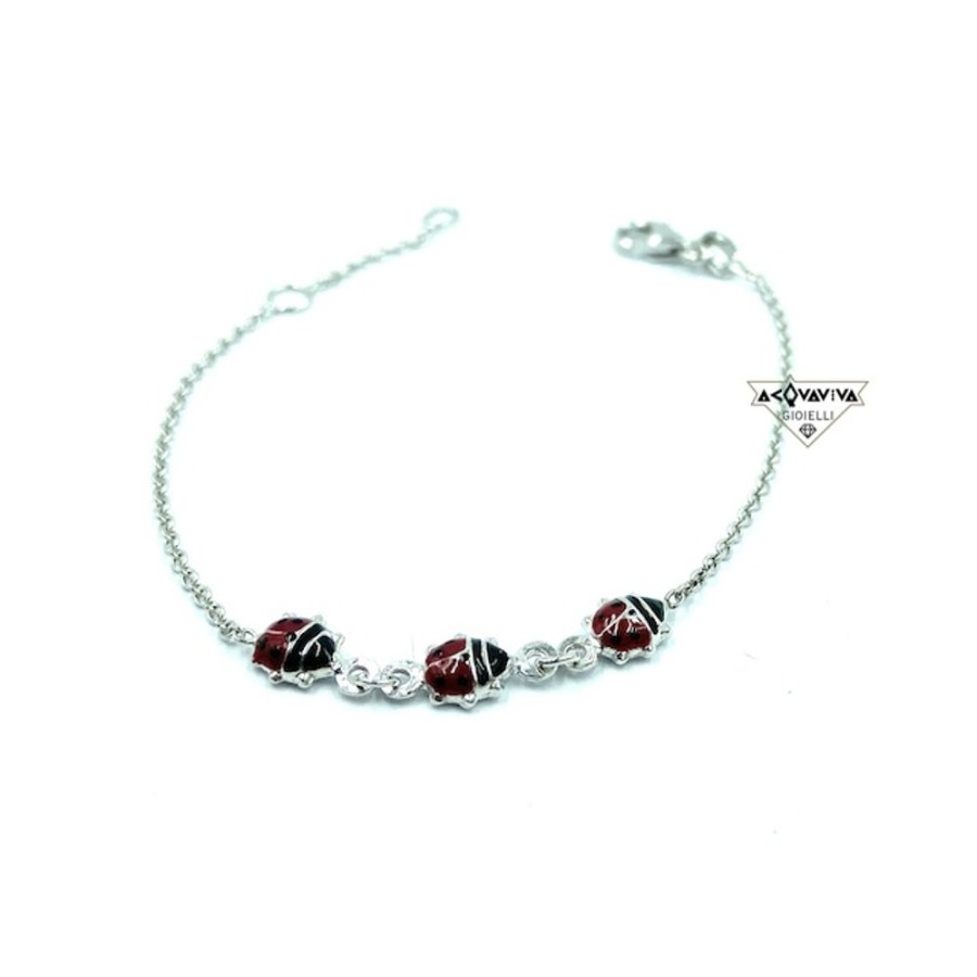 Bambini Acquaviva Gioielli | Bracciale Da Bambino Con Le Coccinelle Smaltate