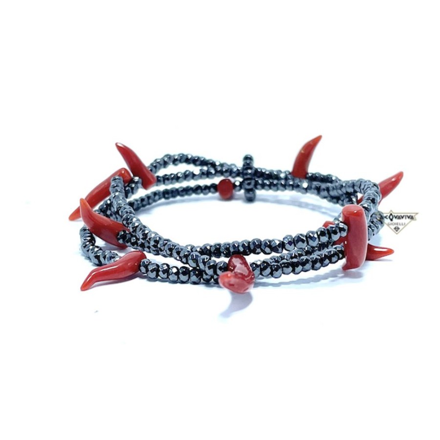 Donna Soara Braccialibracciali Da Donna | Bracciale Con Corallo E Ematite Soara 4Agpt1342B