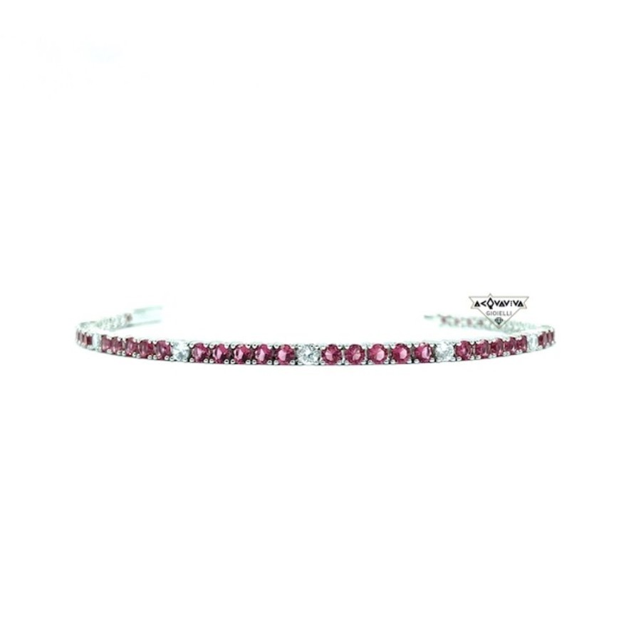 Uomo VeryNice Braccialibracciali Da Uomo | Bracciale Tennis, In Argento E Zirconi Verynice Rosso