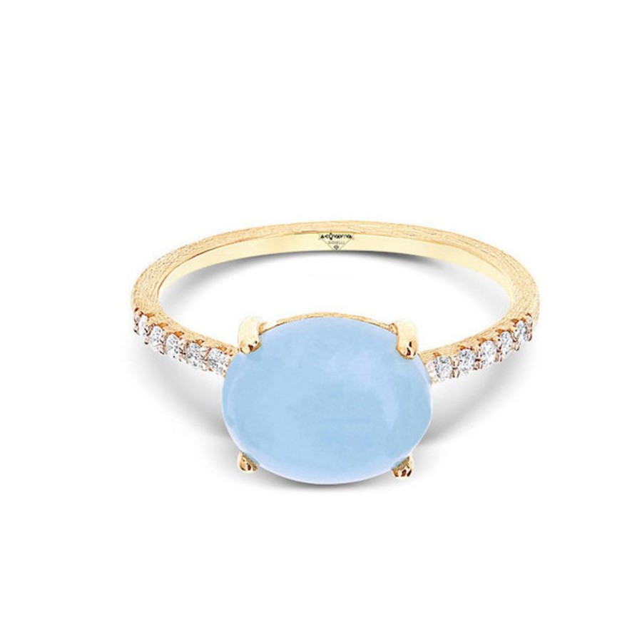 Donna Nanis Anellianelli Da Donna | Anello In Oro Con Diamanti E Acquamarina Milk Dancing Azure As9-597 Nanis