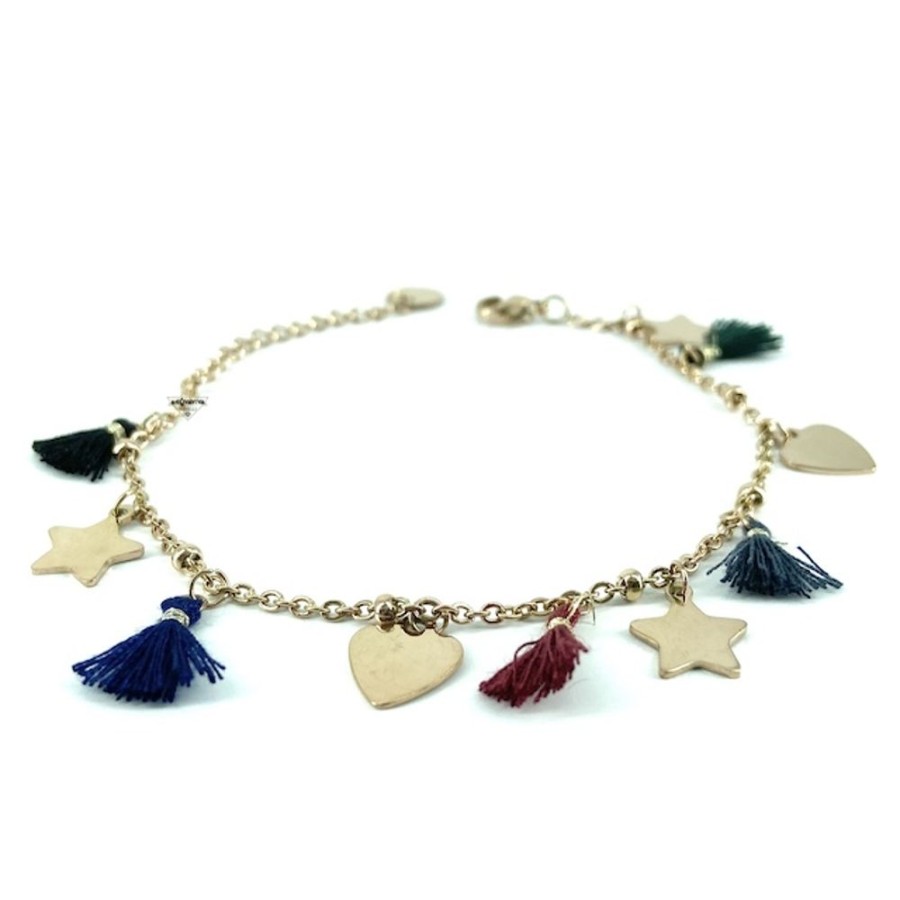 Donna Acquaviva Gioielli Braccialibracciali Da Donna | Bracciale In Acciaio Con Cuori E Stelle